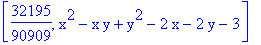 [32195/90909, x^2-x*y+y^2-2*x-2*y-3]